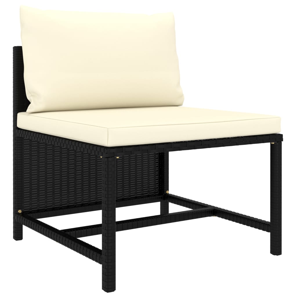 12-delige Loungeset met kussens poly rattan zwart