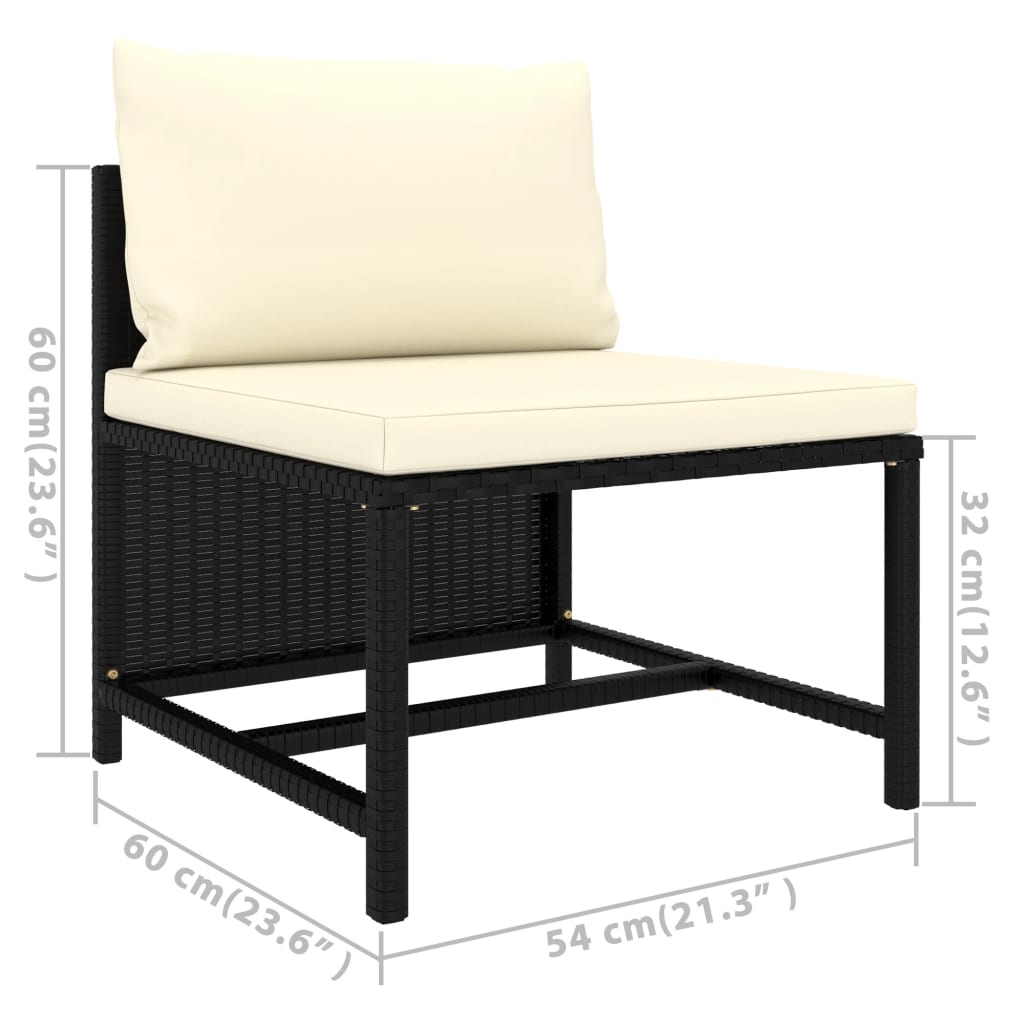 12-delige Loungeset met kussens poly rattan zwart