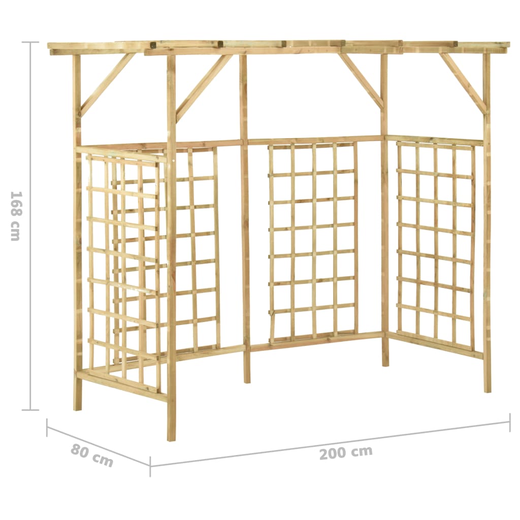 Pergola voor 3 containers geïmpregneerd grenenhout