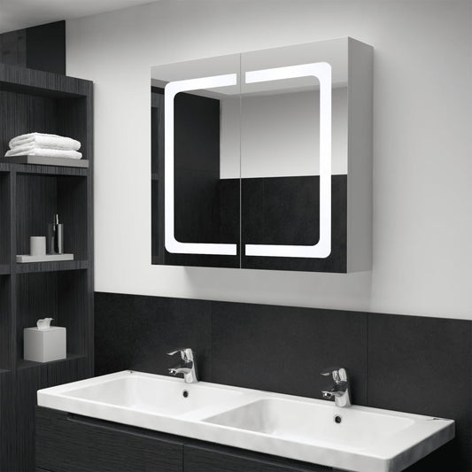 Badkamerkast met spiegel en LED 80x12,2x68 cm Badkamerkaptafels | Creëer jouw Trendy Thuis | Gratis bezorgd & Retour | Trendy.nl