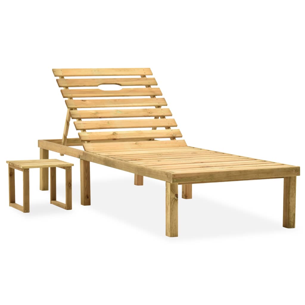 Ligbed met tafeltje en kussen geïmpregneerd grenenhout Ligstoelen | Creëer jouw Trendy Thuis | Gratis bezorgd & Retour | Trendy.nl