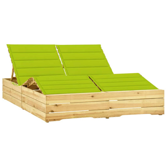 Ligbed tweepersoons met heldergroene kussens geïmpregneerd hout Ligstoelen | Creëer jouw Trendy Thuis | Gratis bezorgd & Retour | Trendy.nl