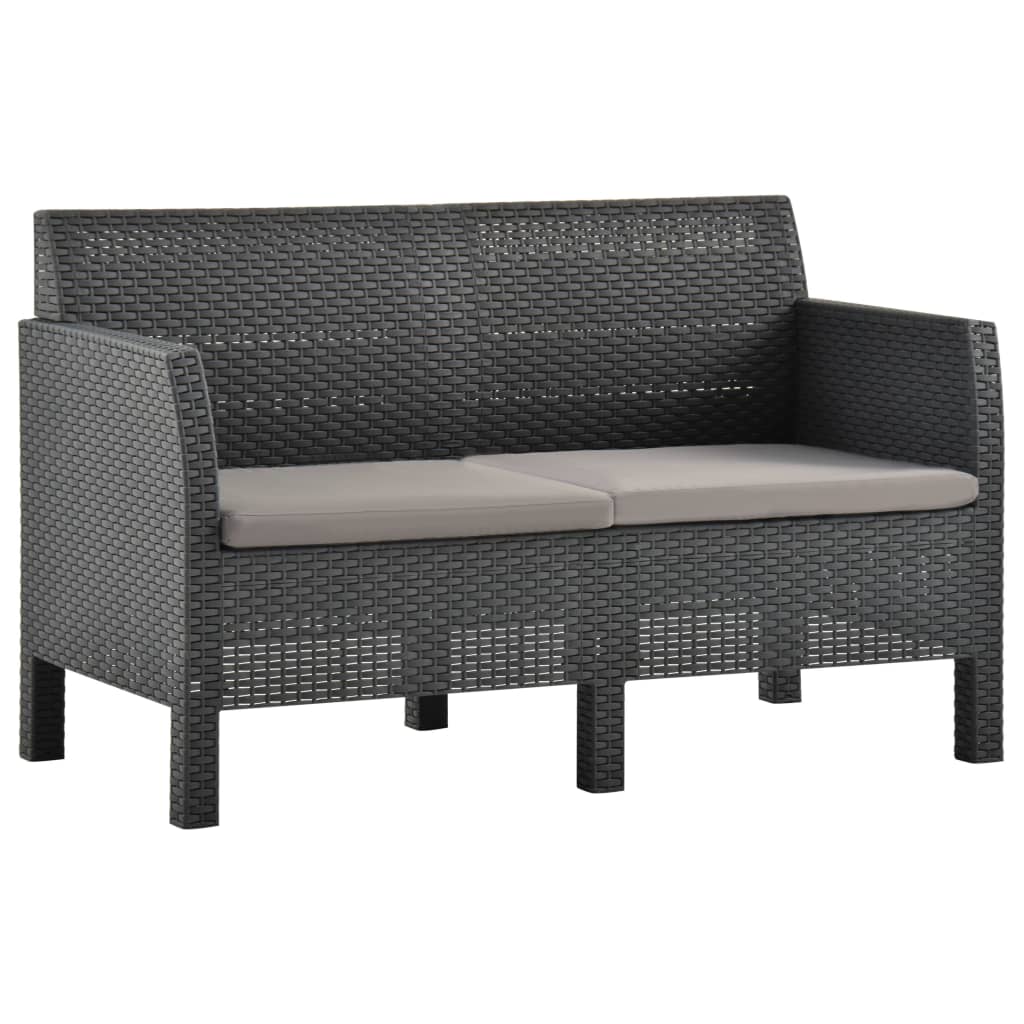 4-delige Loungeset met kussens PP rattan antracietkleurig Tuinsets | Creëer jouw Trendy Thuis | Gratis bezorgd & Retour | Trendy.nl