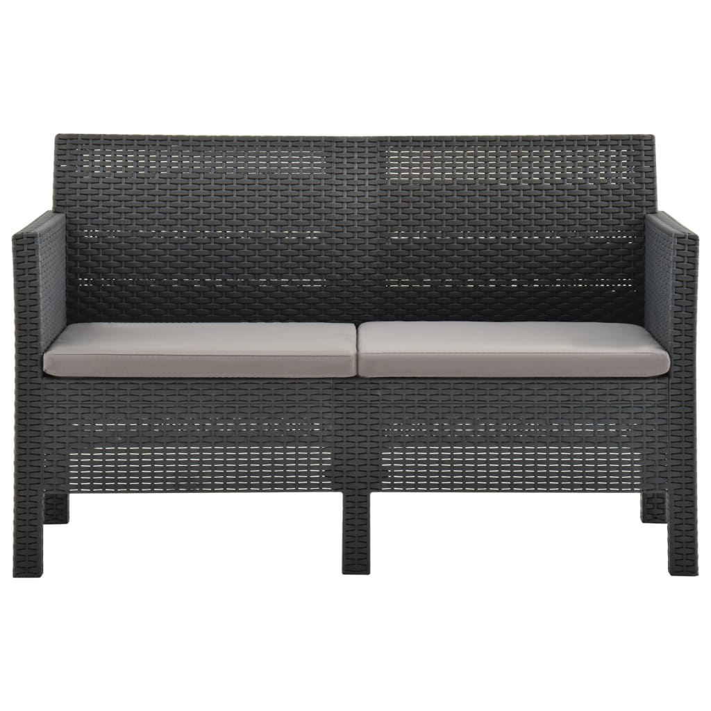 4-delige Loungeset met kussens PP rattan antracietkleurig Tuinsets | Creëer jouw Trendy Thuis | Gratis bezorgd & Retour | Trendy.nl