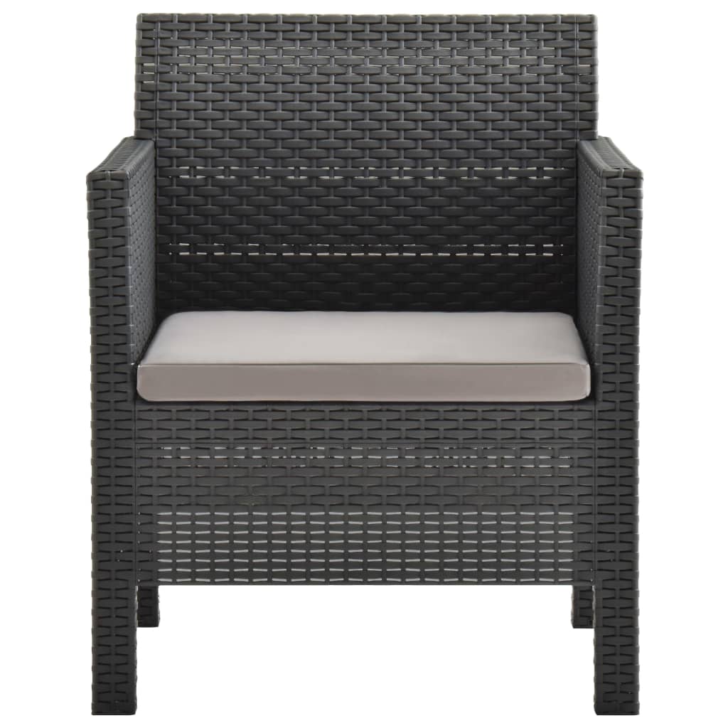 4-delige Loungeset met kussens PP rattan antracietkleurig Tuinsets | Creëer jouw Trendy Thuis | Gratis bezorgd & Retour | Trendy.nl