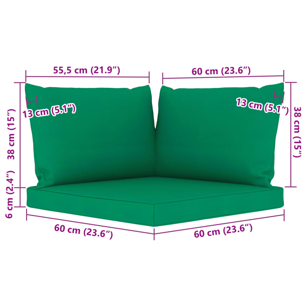 6-delige Loungeset met groene kussens