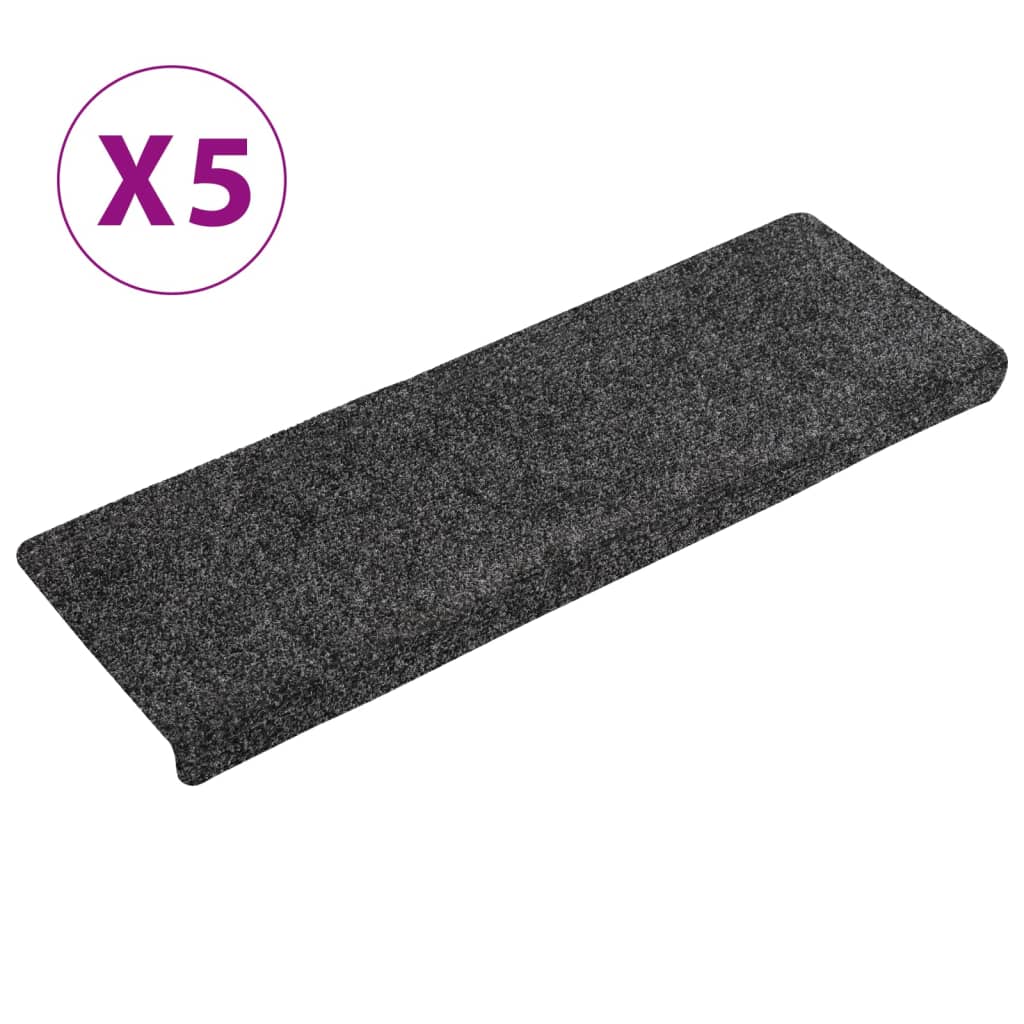 Trapmatten 5 st 65x21x4 cm naaldvilt grijs Trapmatten | Creëer jouw Trendy Thuis | Gratis bezorgd & Retour | Trendy.nl