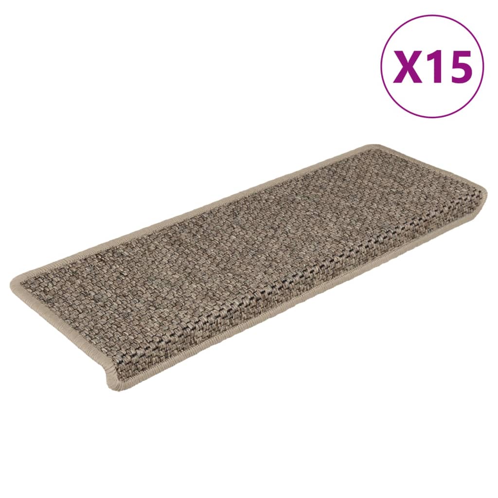 Trapmatten zelfklevend 15 st sisal-look 65x21x4 cm donkerbeige Trapmatten | Creëer jouw Trendy Thuis | Gratis bezorgd & Retour | Trendy.nl