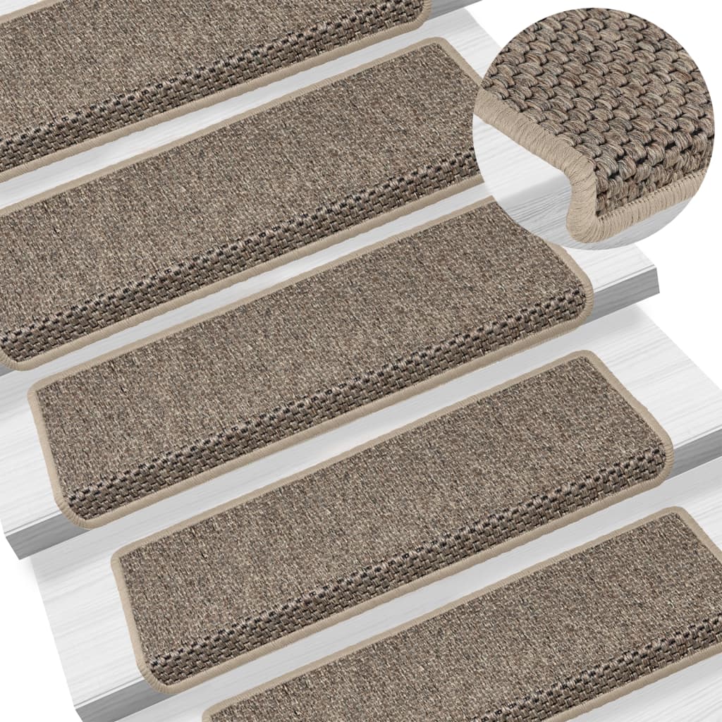 Trapmatten zelfklevend 15 st sisal-look 65x21x4 cm donkerbeige Trapmatten | Creëer jouw Trendy Thuis | Gratis bezorgd & Retour | Trendy.nl