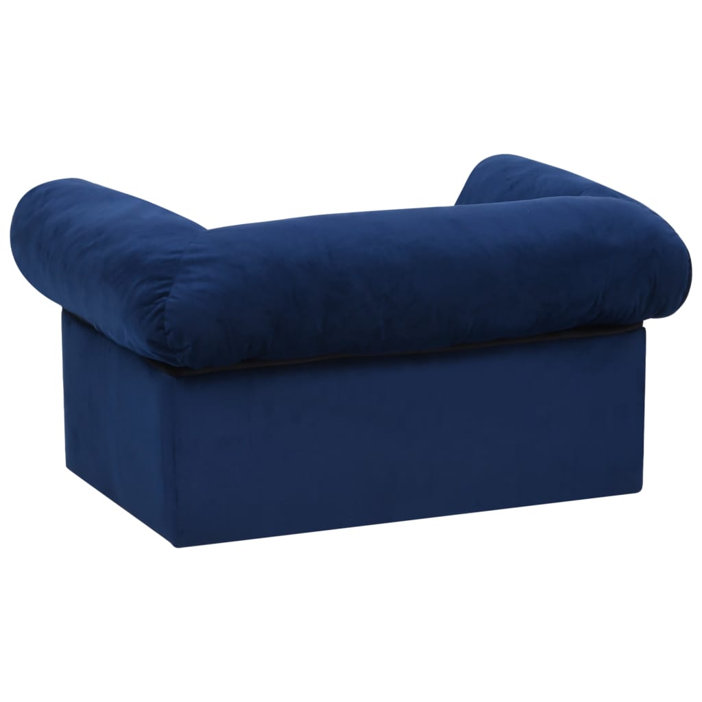 Hondenbank met lade 75x50x38 cm pluche blauw