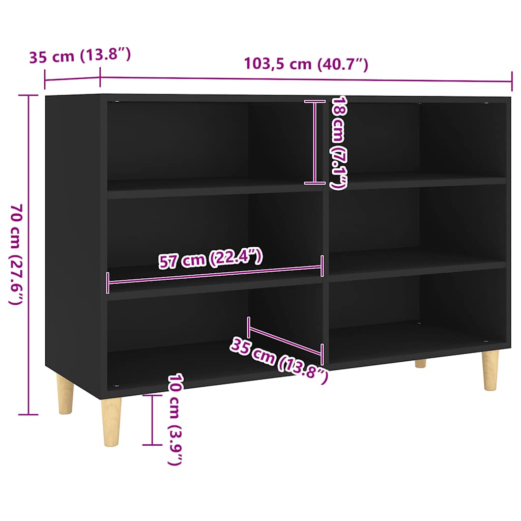 Dressoir 103,5x35x70 cm bewerkt hout zwart