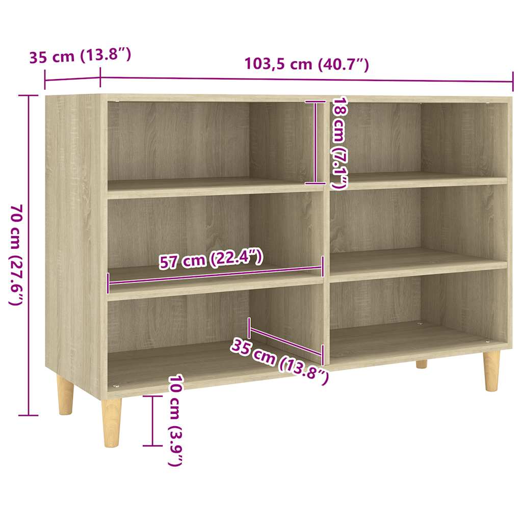 Dressoir 103,5x35x70 cm bewerkt hout sonoma eikenkleurig