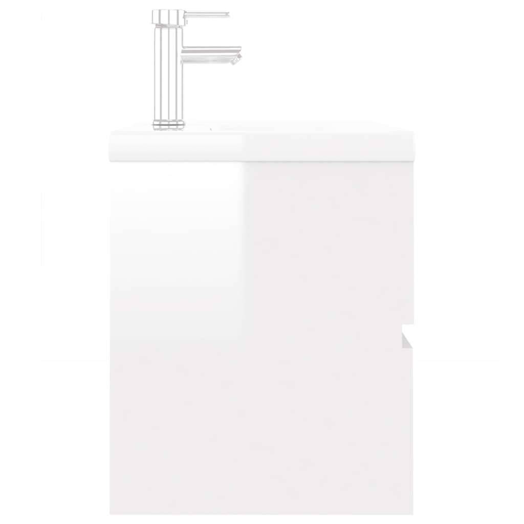 Wastafelkast met ingebouwde wastafel spaanplaat hoogglans wit