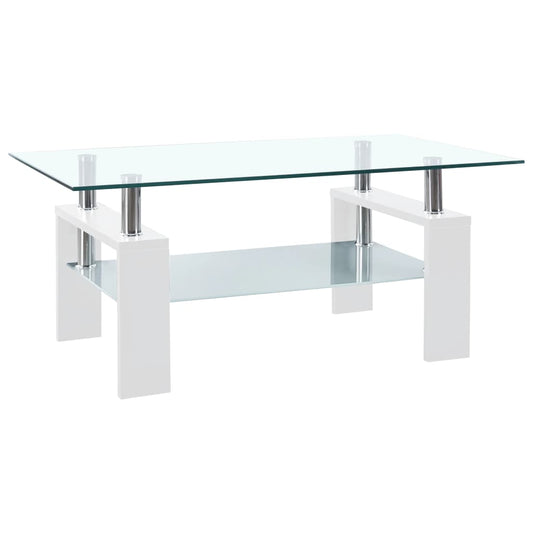 Salontafel 95x55x40 cm gehard glas transparant en wit Salontafels | Creëer jouw Trendy Thuis | Gratis bezorgd & Retour | Trendy.nl