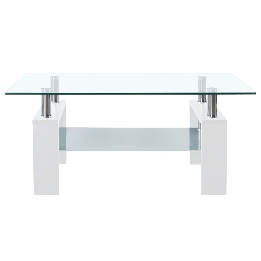 Salontafel 95x55x40 cm gehard glas transparant en wit Salontafels | Creëer jouw Trendy Thuis | Gratis bezorgd & Retour | Trendy.nl