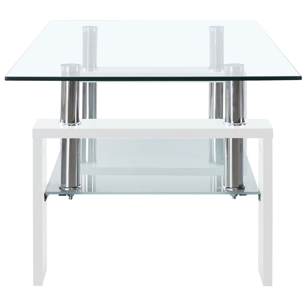 Salontafel 95x55x40 cm gehard glas transparant en wit Salontafels | Creëer jouw Trendy Thuis | Gratis bezorgd & Retour | Trendy.nl