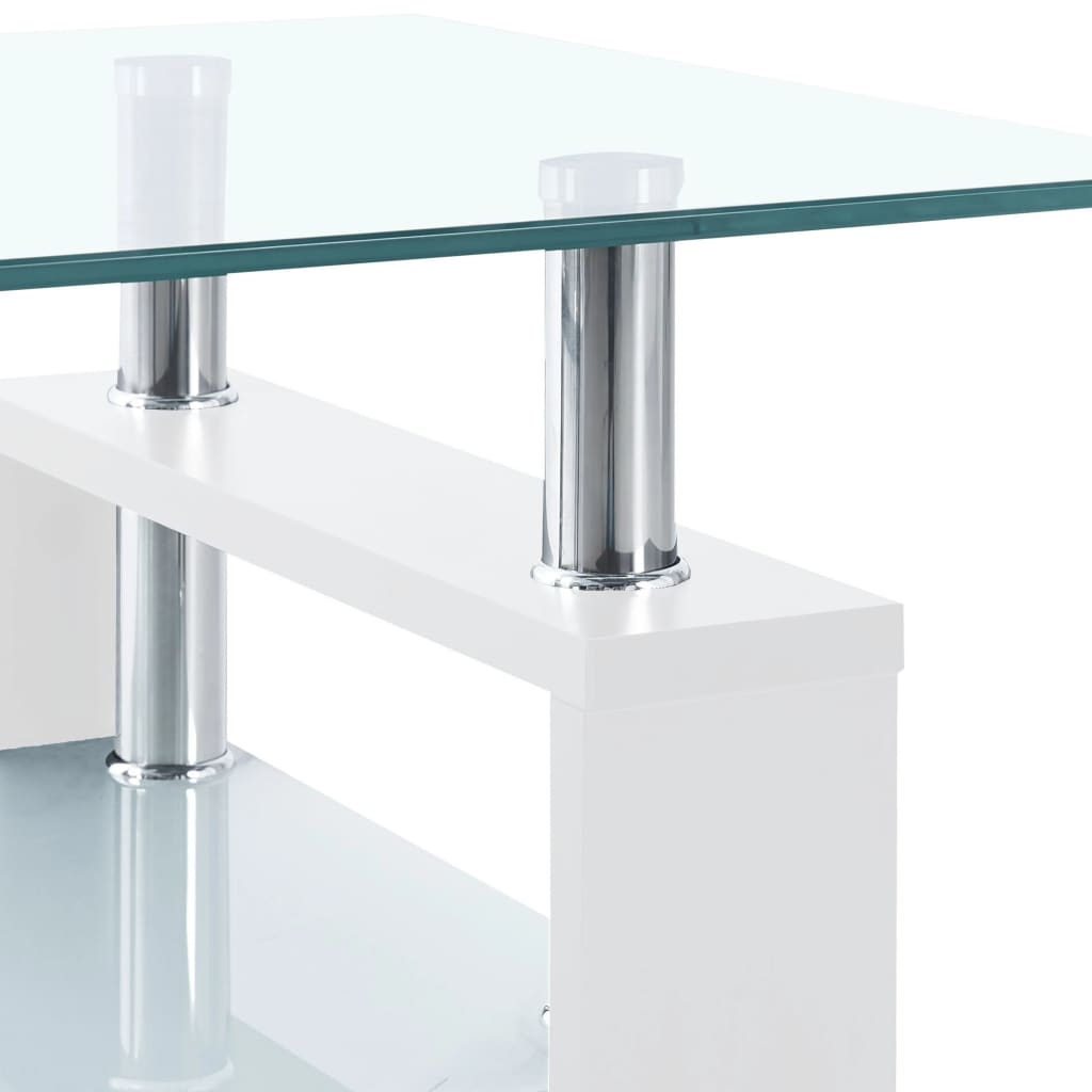 Salontafel 95x55x40 cm gehard glas transparant en wit Salontafels | Creëer jouw Trendy Thuis | Gratis bezorgd & Retour | Trendy.nl