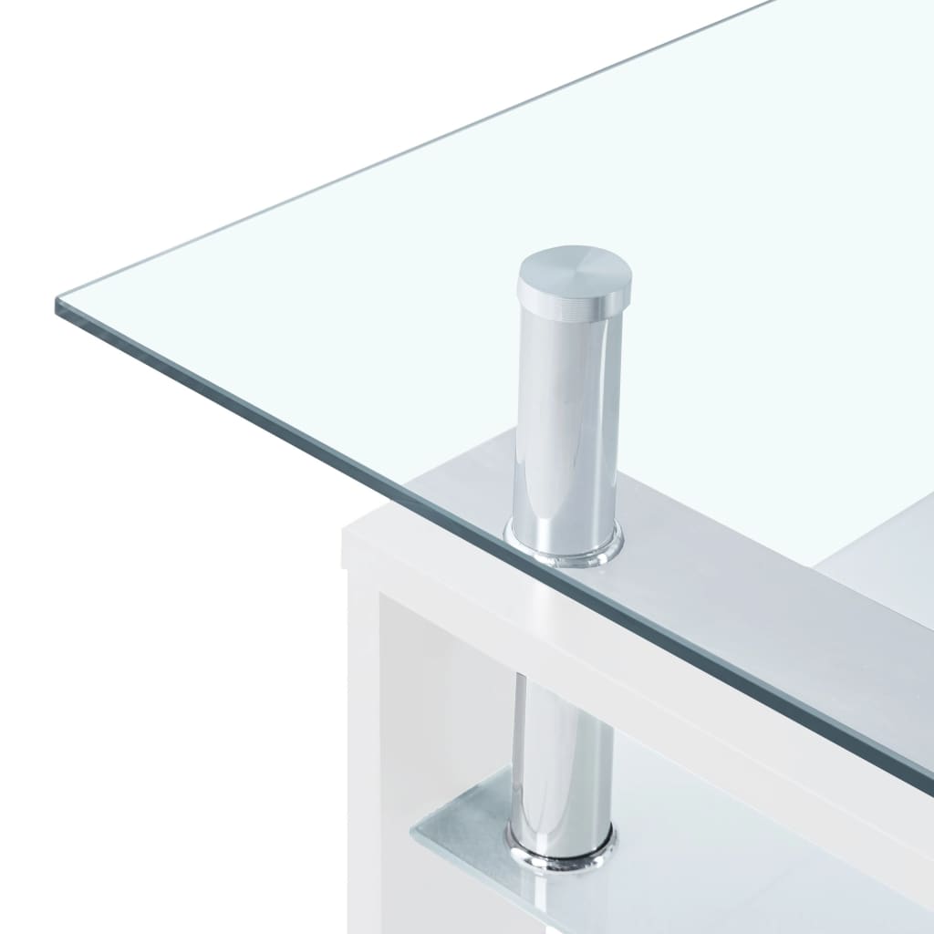 Salontafel 95x55x40 cm gehard glas transparant en wit Salontafels | Creëer jouw Trendy Thuis | Gratis bezorgd & Retour | Trendy.nl