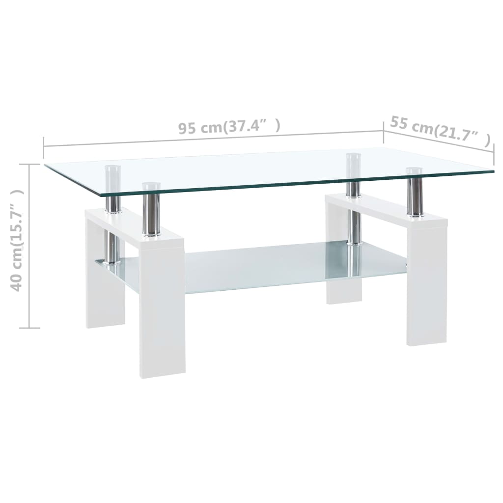 Salontafel 95x55x40 cm gehard glas transparant en wit Salontafels | Creëer jouw Trendy Thuis | Gratis bezorgd & Retour | Trendy.nl