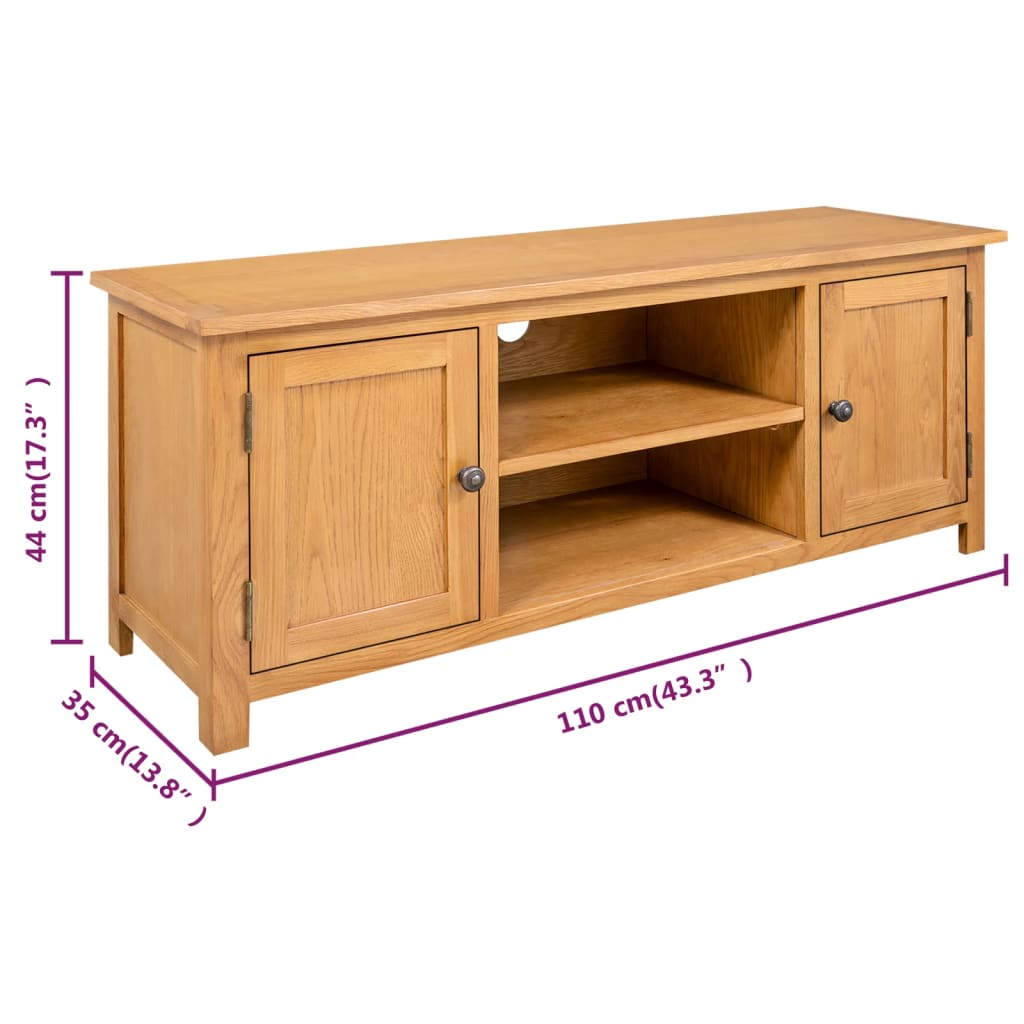 Tv-meubel 110x35x44 cm massief eikenhout Tv-meubels | Creëer jouw Trendy Thuis | Gratis bezorgd & Retour | Trendy.nl