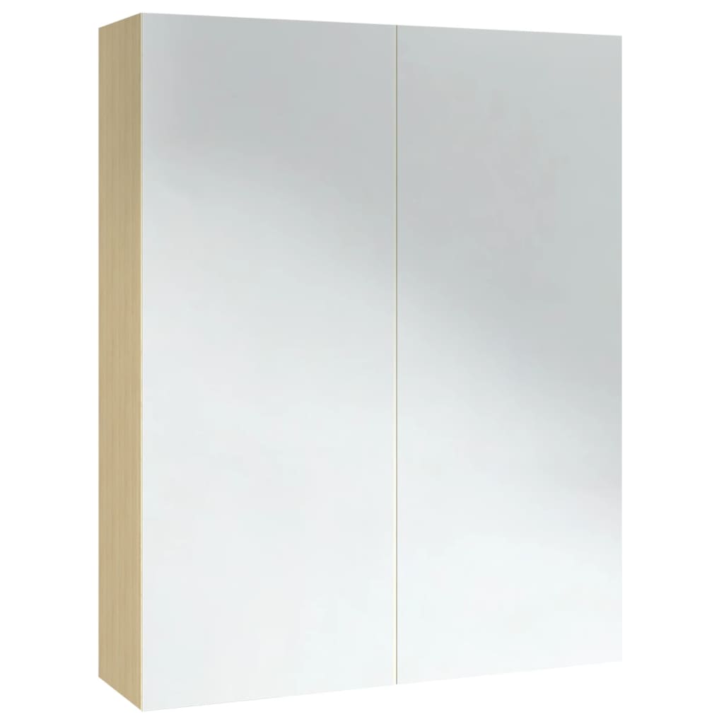 Badkamerkast met spiegel 60x15x75 cm MDF wit en eikenkleurig