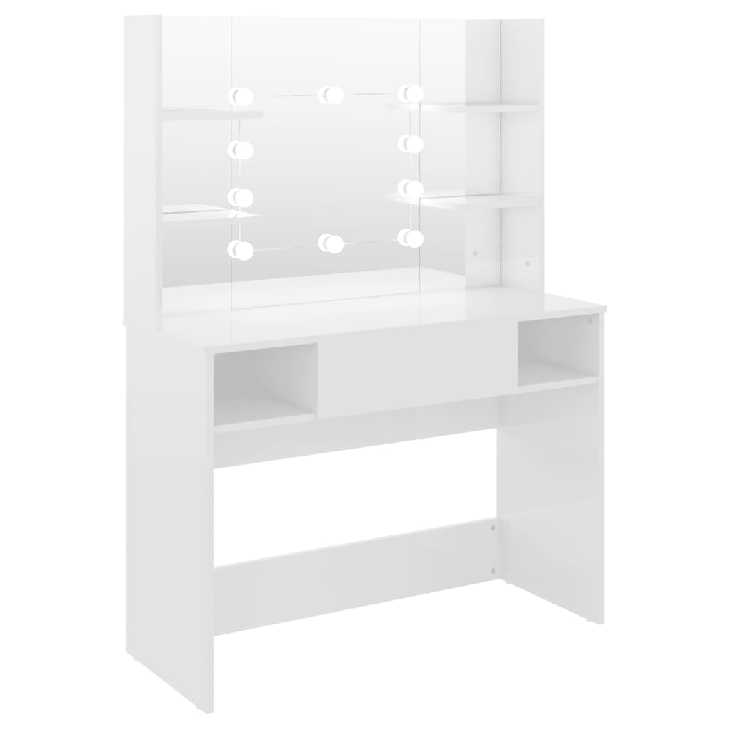 Kaptafel met LED-verlichting 100x40x135 cm MDF glanzend wit Slaapkamerkaptafels | Creëer jouw Trendy Thuis | Gratis bezorgd & Retour | Trendy.nl