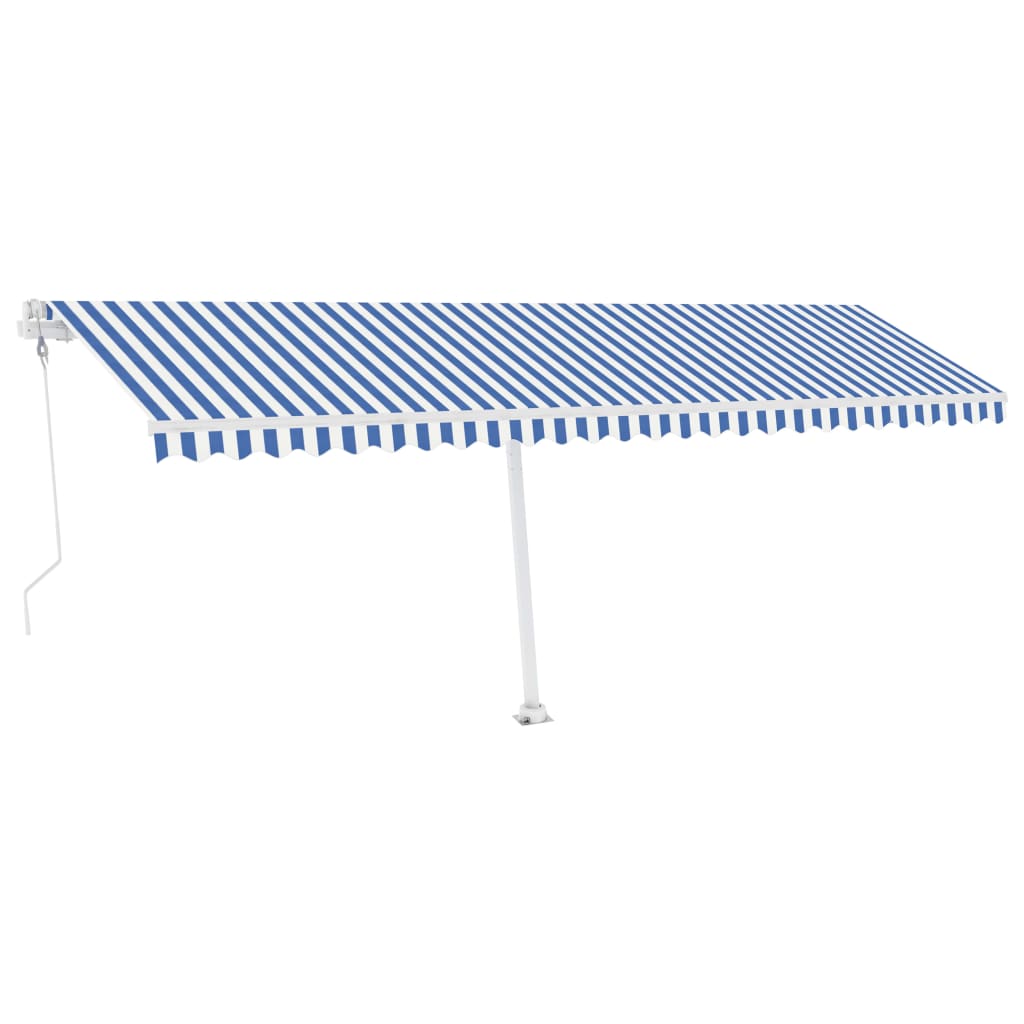 Luifel vrijstaand automatisch 600x300 cm blauw en wit Zonwering | Creëer jouw Trendy Thuis | Gratis bezorgd & Retour | Trendy.nl