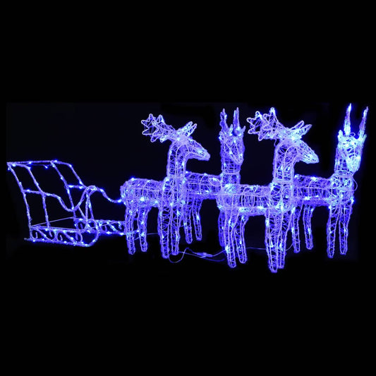 Kerstdecoratie rendieren en slee 280x28x55 cm acryl Kerstverlichting | Creëer jouw Trendy Thuis | Gratis bezorgd & Retour | Trendy.nl