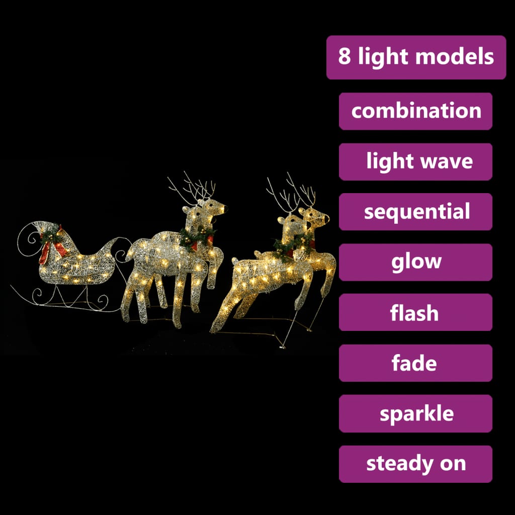 Buitenkerstversiering rendieren en slee 100 LED's goudkleurig Kerstverlichting | Creëer jouw Trendy Thuis | Gratis bezorgd & Retour | Trendy.nl