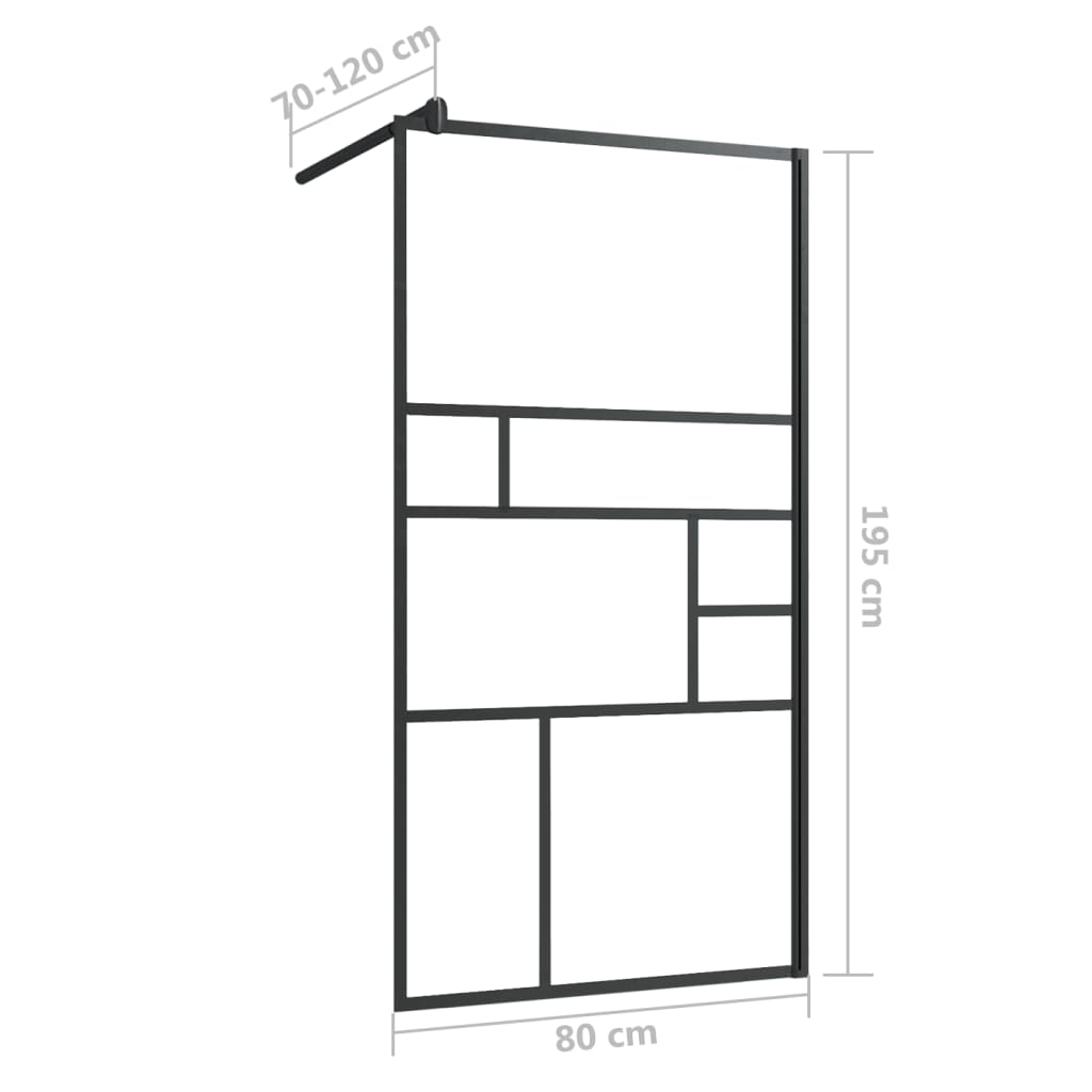 Inloopdouchewand 80x195 cm ESG-glas transparant en zwart Douchewanden & -muren | Creëer jouw Trendy Thuis | Gratis bezorgd & Retour | Trendy.nl