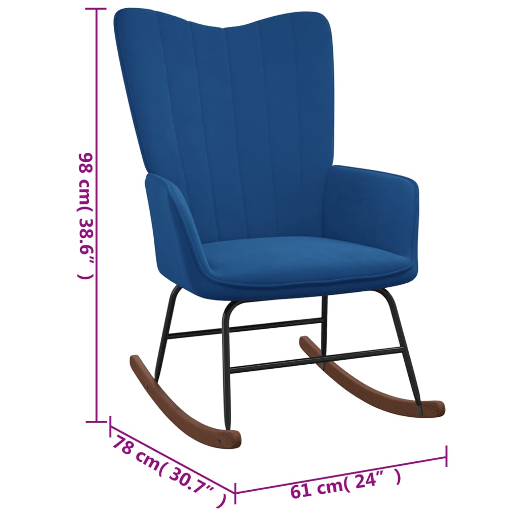 Schommelstoel fluweel blauw