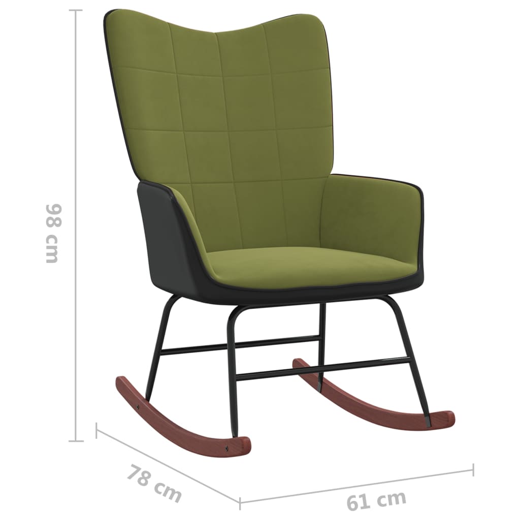 Schommelstoel fluweel en PVC lichtgroen