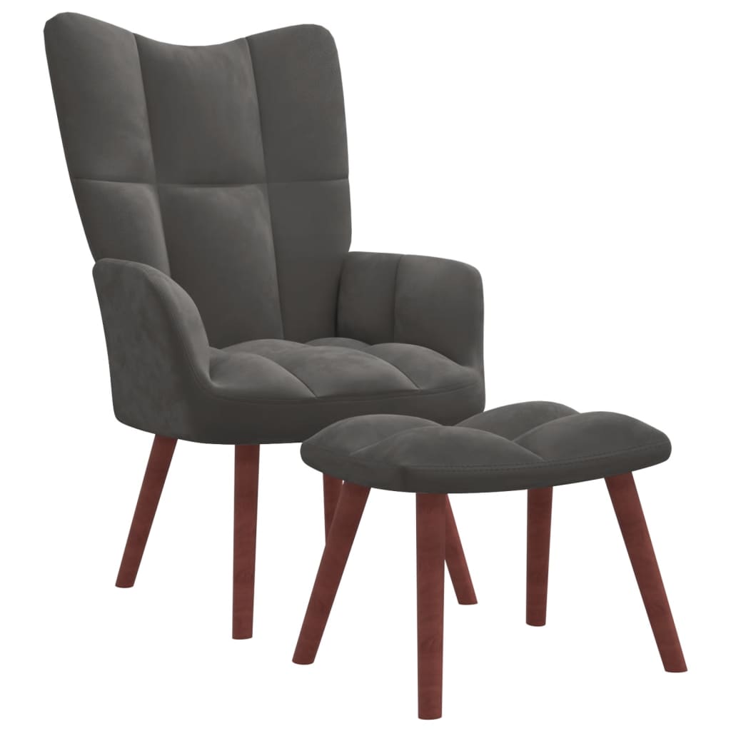 Relaxstoel met voetenbank fluweel donkergrijs Fauteuils & Relaxfauteuils | Creëer jouw Trendy Thuis | Gratis bezorgd & Retour | Trendy.nl