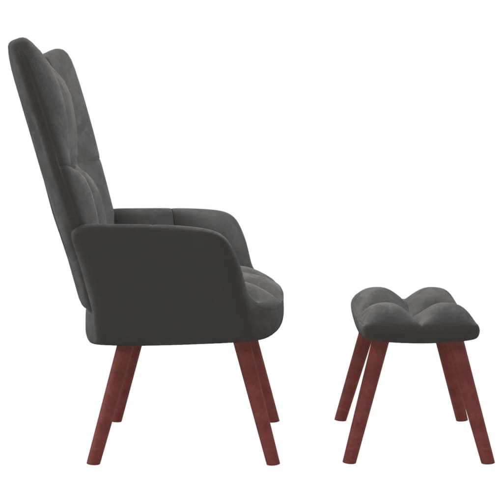 Relaxstoel met voetenbank fluweel donkergrijs Fauteuils & Relaxfauteuils | Creëer jouw Trendy Thuis | Gratis bezorgd & Retour | Trendy.nl