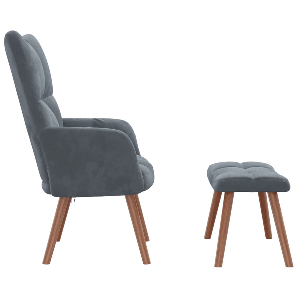 Relaxstoel met voetenbank fluweel donkergrijs Fauteuils & Relaxfauteuils | Creëer jouw Trendy Thuis | Gratis bezorgd & Retour | Trendy.nl