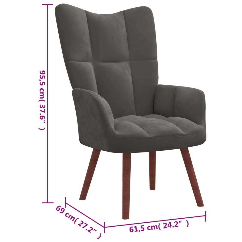 Relaxstoel met voetenbank fluweel donkergrijs Fauteuils & Relaxfauteuils | Creëer jouw Trendy Thuis | Gratis bezorgd & Retour | Trendy.nl