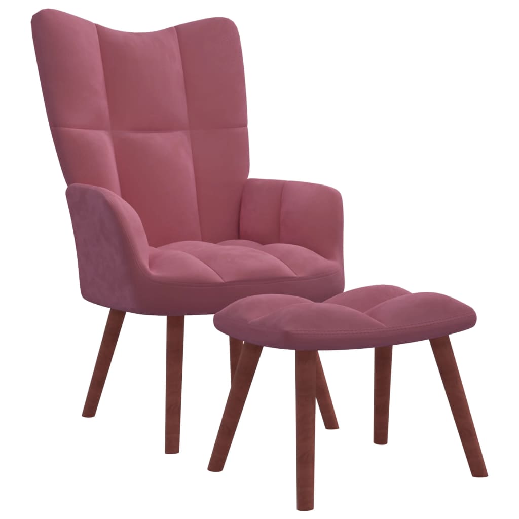 Relaxstoel met voetenbank fluweel roze Fauteuils & Relaxfauteuils | Creëer jouw Trendy Thuis | Gratis bezorgd & Retour | Trendy.nl