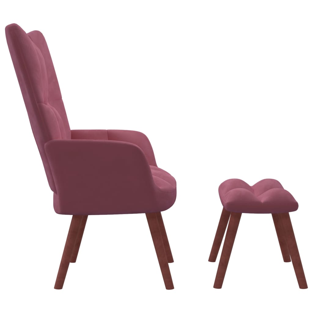 Relaxstoel met voetenbank fluweel roze Fauteuils & Relaxfauteuils | Creëer jouw Trendy Thuis | Gratis bezorgd & Retour | Trendy.nl