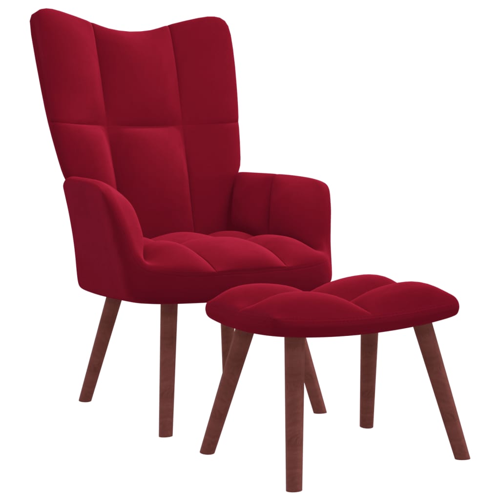 Relaxstoel met voetenbank fluweel wijnrood Fauteuils & Relaxfauteuils | Creëer jouw Trendy Thuis | Gratis bezorgd & Retour | Trendy.nl