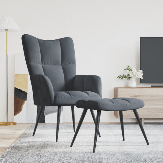 Relaxstoel met voetenbank fluweel donkergrijs Fauteuils & Relaxfauteuils | Creëer jouw Trendy Thuis | Gratis bezorgd & Retour | Trendy.nl