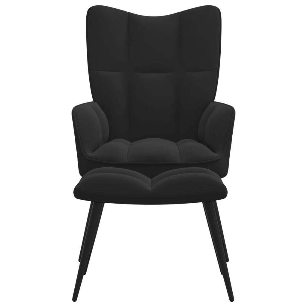 Relaxstoel met voetenbank fluweel zwart Fauteuils & Relaxfauteuils | Creëer jouw Trendy Thuis | Gratis bezorgd & Retour | Trendy.nl