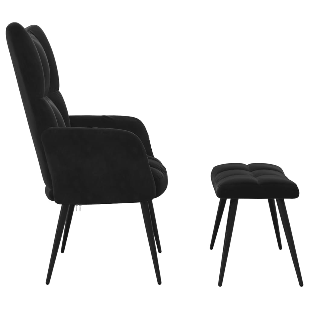 Relaxstoel met voetenbank fluweel zwart Fauteuils & Relaxfauteuils | Creëer jouw Trendy Thuis | Gratis bezorgd & Retour | Trendy.nl