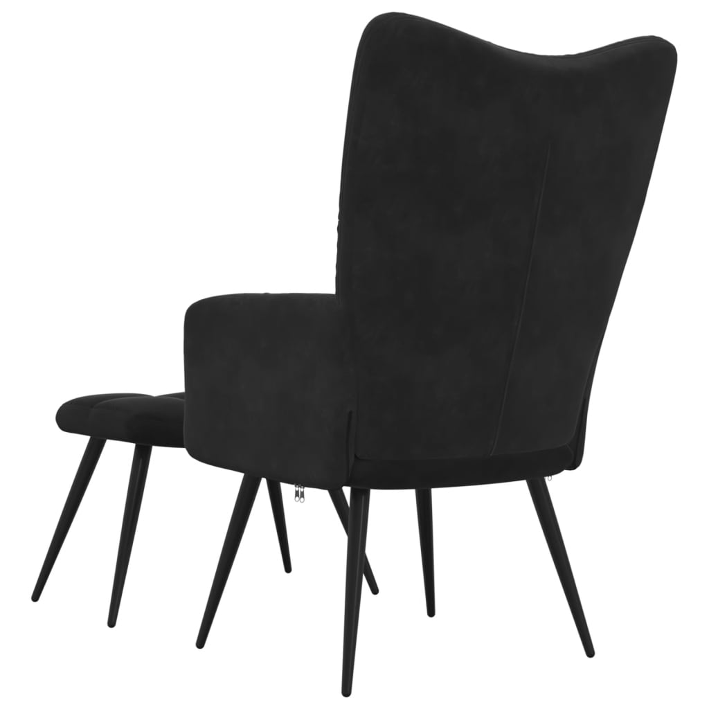 Relaxstoel met voetenbank fluweel zwart Fauteuils & Relaxfauteuils | Creëer jouw Trendy Thuis | Gratis bezorgd & Retour | Trendy.nl