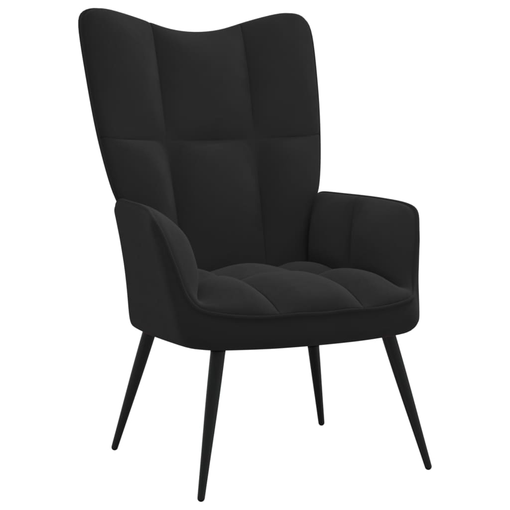 Relaxstoel met voetenbank fluweel zwart Fauteuils & Relaxfauteuils | Creëer jouw Trendy Thuis | Gratis bezorgd & Retour | Trendy.nl