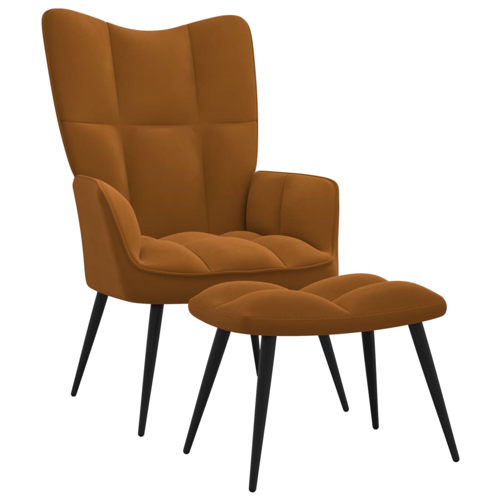 Relaxstoel met voetenbank fluweel bruin Fauteuils & Relaxfauteuils | Creëer jouw Trendy Thuis | Gratis bezorgd & Retour | Trendy.nl