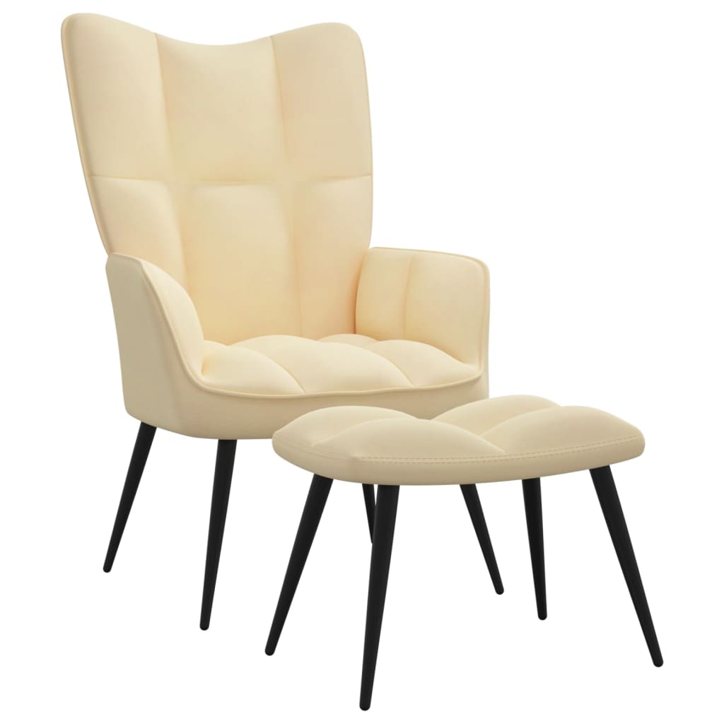 Relaxstoel met voetenbank fluweel crèmewit Fauteuils & Relaxfauteuils | Creëer jouw Trendy Thuis | Gratis bezorgd & Retour | Trendy.nl