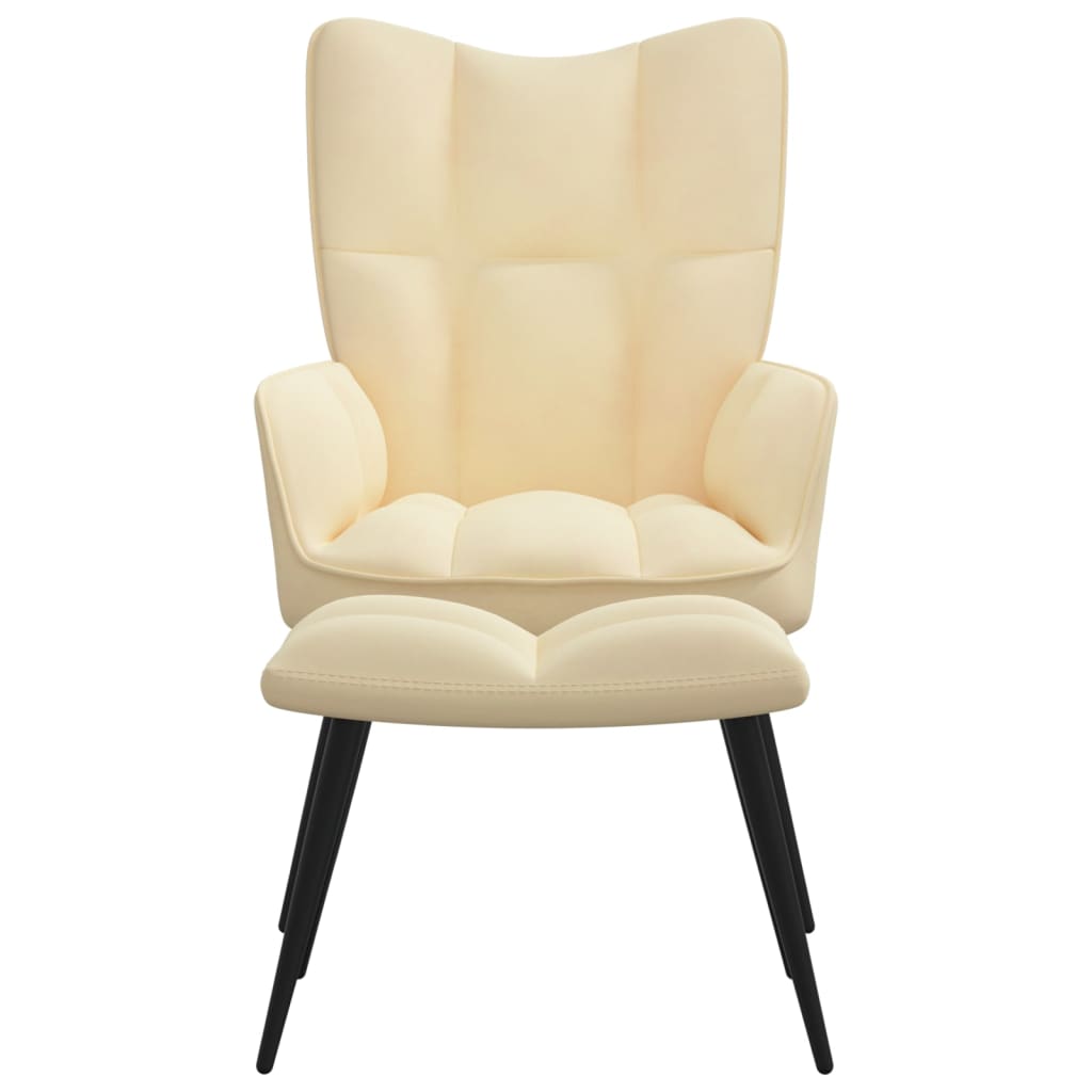 Relaxstoel met voetenbank fluweel crèmewit Fauteuils & Relaxfauteuils | Creëer jouw Trendy Thuis | Gratis bezorgd & Retour | Trendy.nl