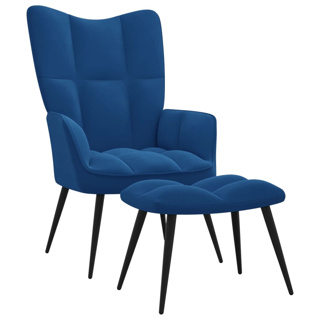 Relaxstoel met voetenbank fluweel blauw Fauteuils & Relaxfauteuils | Creëer jouw Trendy Thuis | Gratis bezorgd & Retour | Trendy.nl