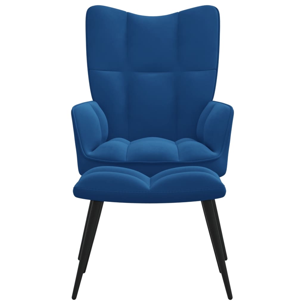 Relaxstoel met voetenbank fluweel blauw Fauteuils & Relaxfauteuils | Creëer jouw Trendy Thuis | Gratis bezorgd & Retour | Trendy.nl