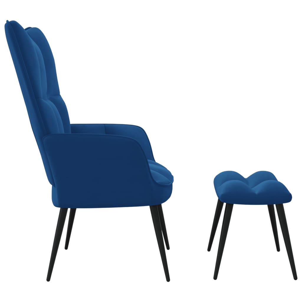 Relaxstoel met voetenbank fluweel blauw Fauteuils & Relaxfauteuils | Creëer jouw Trendy Thuis | Gratis bezorgd & Retour | Trendy.nl